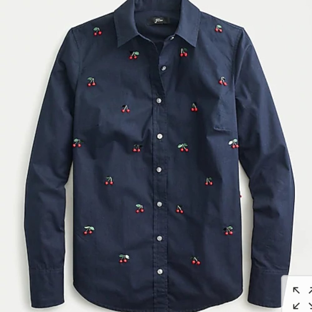 J.Crew Perfect shirt with embellished cherries.